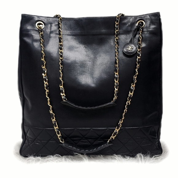 CHANEL Handbags - ✨ Chanel Vintage Black Leather Tote – Timeless Elegance ✨